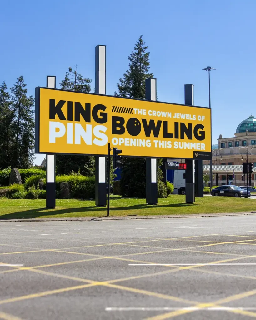 A king pins billboard outside Manchester Trafford Centre