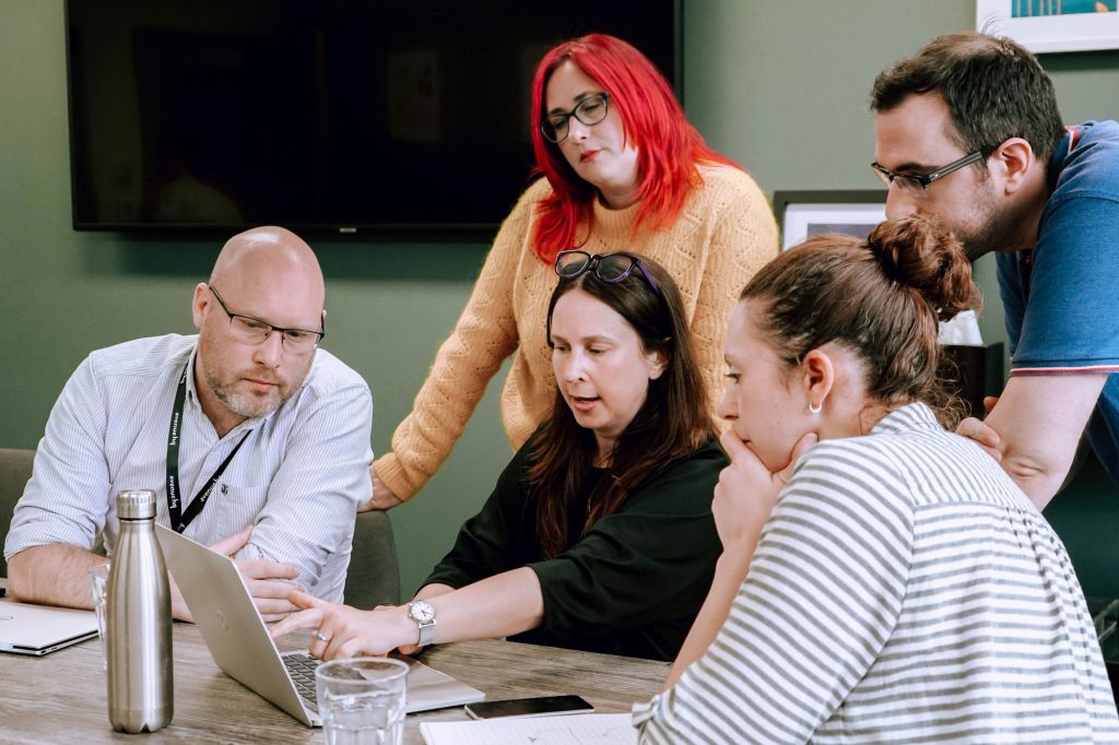 A professional photo shoot of the T5 digital team