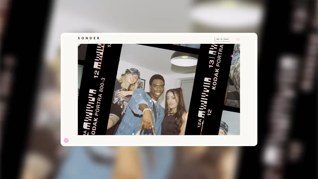 A screenshot of the sonder film videography website hero section on their homepage