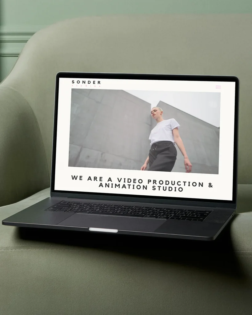Sonder Video Production Studio's SEO driven Website design on a laptop