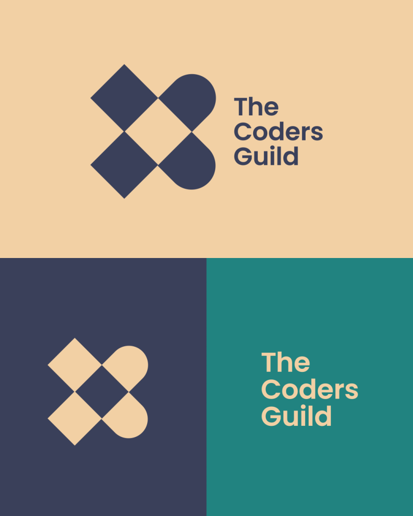 The Coders Guild logo design in different brand colours
