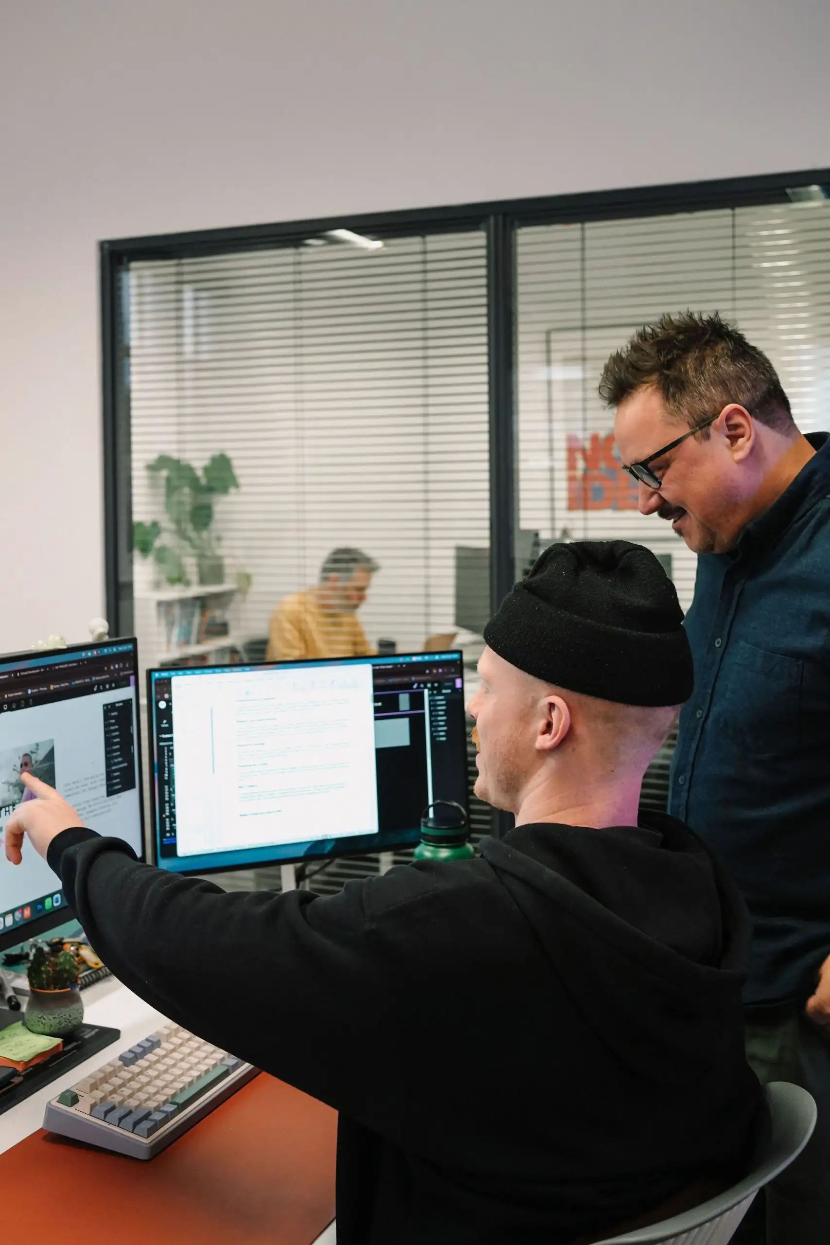 Two members of the web team at Little Green Jesus