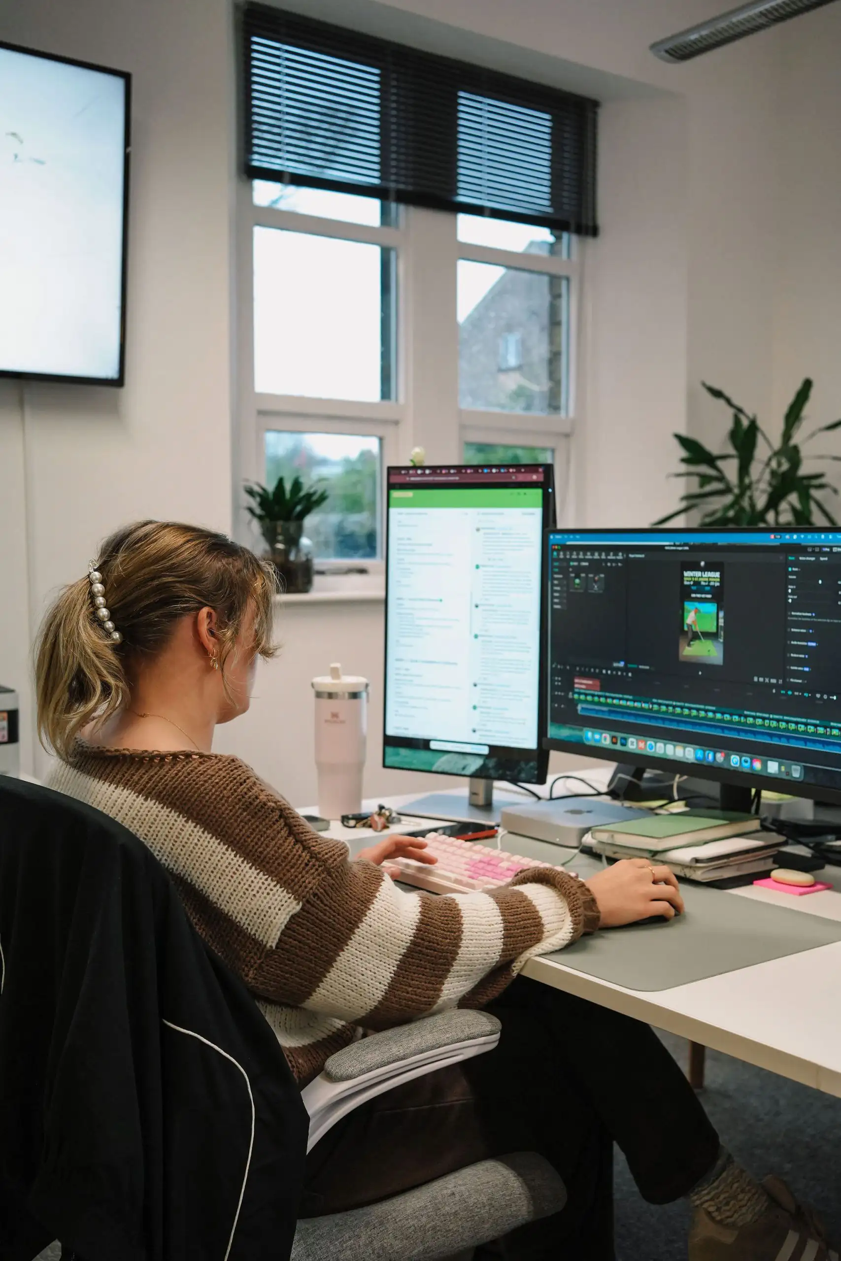 Social media manager working on content creation for a client