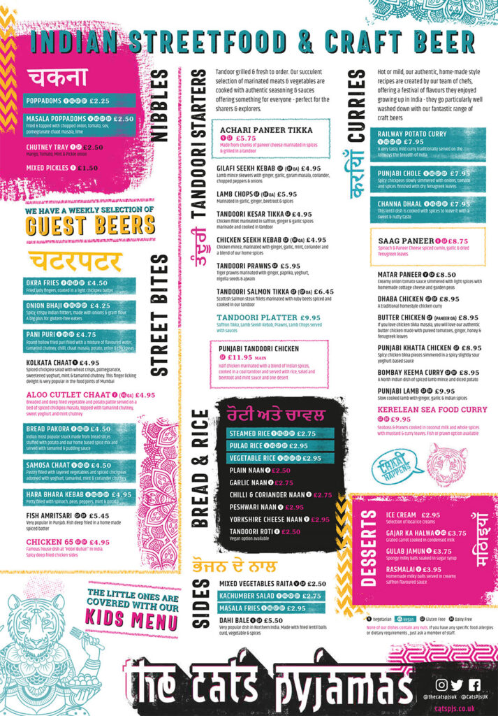 The Cat's Pyjamas menu