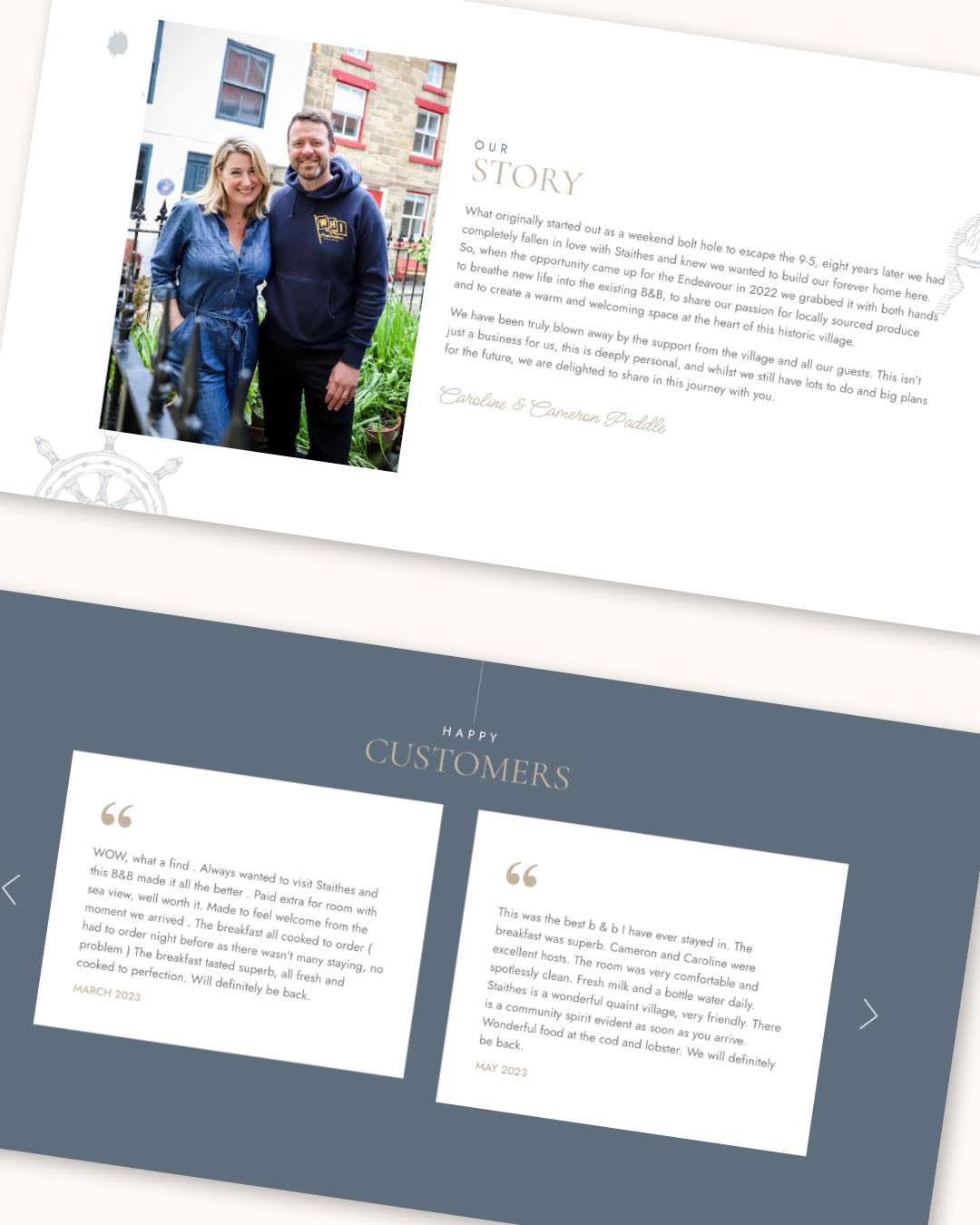 website design mock up for The Eandeavour, Staithes a hotel in North Yorkshire
