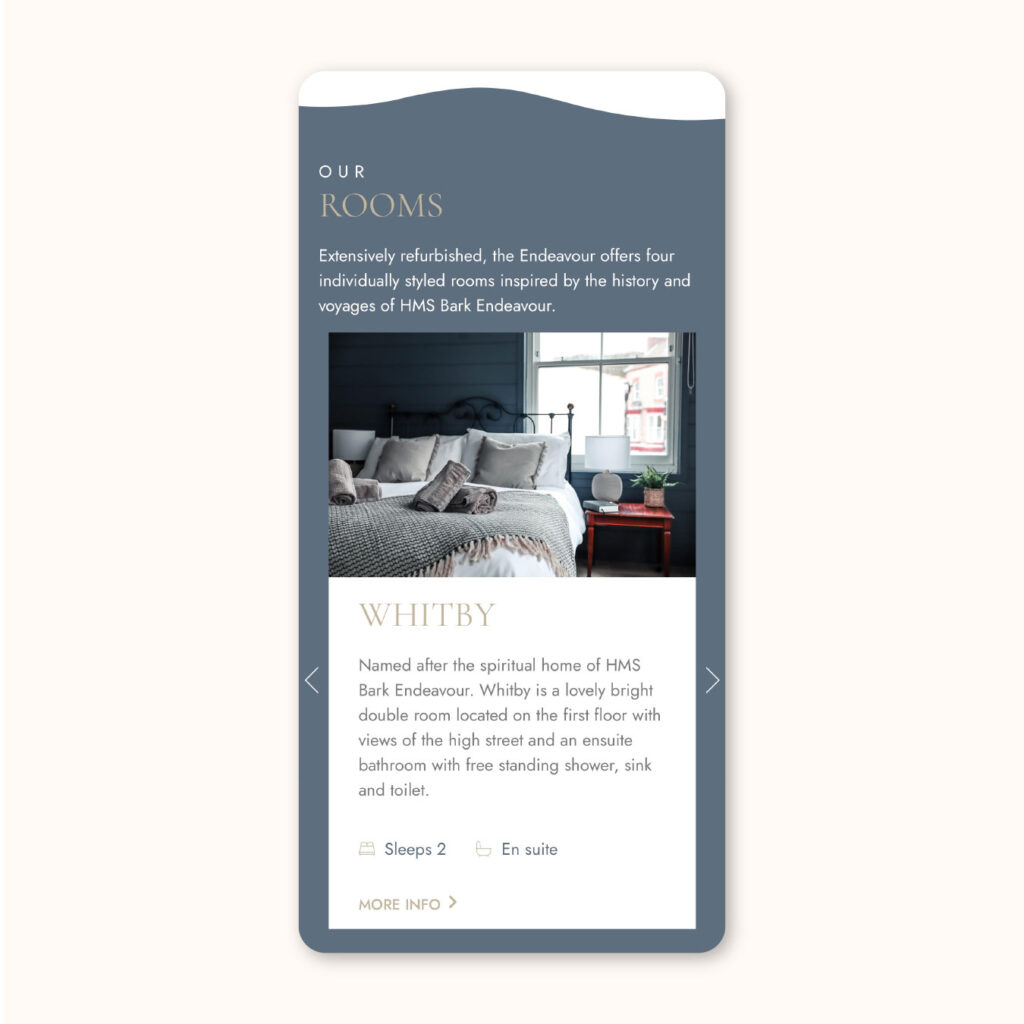 Mobile website mock up of The Endeavour, Staithes.